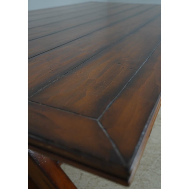 Large Rustic Style X Base Trestle Dining Table For Sale - Image 4 of 14