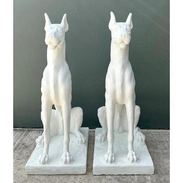 Vintage Solid Cast Cement Great Dane Statues - A Pair For Sale - Image 13 of 13