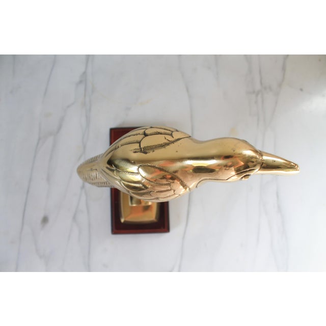 Brass Vintage Brass Tucan Bird Sculpture Mounted on Wood Base. For Sale - Image 8 of 11