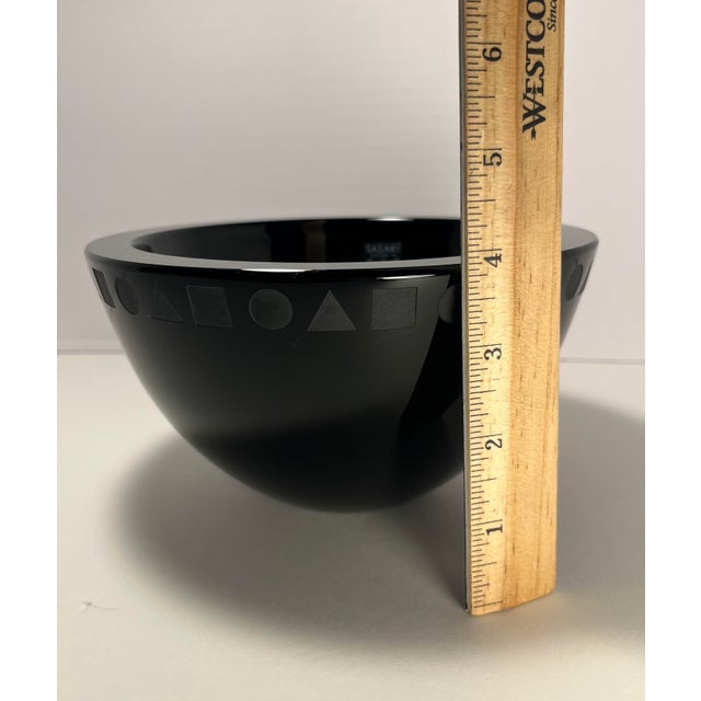 Black Vintage Ward Bennett Sengai Sasaki Black Glass Bowl 24% Lead Crystal Made in Japan For Sale - Image 8 of 8