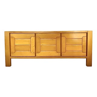 Brutalist Sideboard in Elm for Maison Chauvin, France, 1970s For Sale