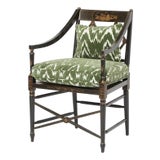Regency Style Black Lacquered Armchair by Burton Ching For Sale