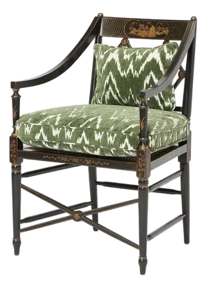 Regency Style Black Lacquered Armchair by Burton Ching