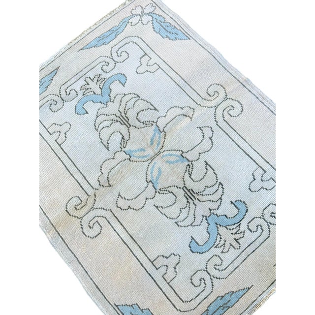 Vintage Turkish Handknotted Blue Wool Rug For Sale - Image 4 of 8