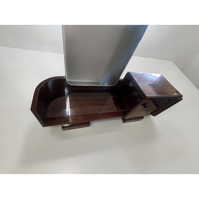 Art Deco Vanity Table with Mirror in Burl Walnut, Germany, 1940s-1950s For Sale - Image 9 of 9