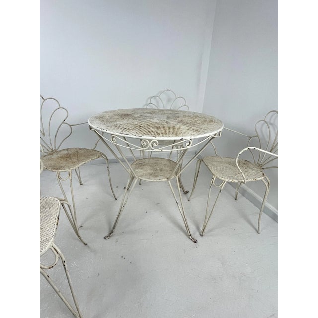 White Wrought Iron Garden Set, 1960s, Set of 5 For Sale - Image 8 of 9