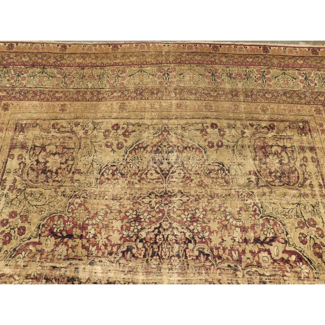 Distressed Antique Hand Knotted Persian Rug in Earth Tones - 9'x 12'10" For Sale In Los Angeles - Image 6 of 12