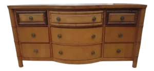 1990s Tommy Bahama Style Wood Dresser 9 Drawer Maple
