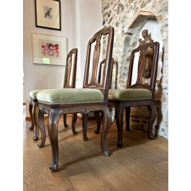 Original Antique Baroque Chairs, Walnut, Circa 1760, Set of 4 For Sale - Image 12 of 15
