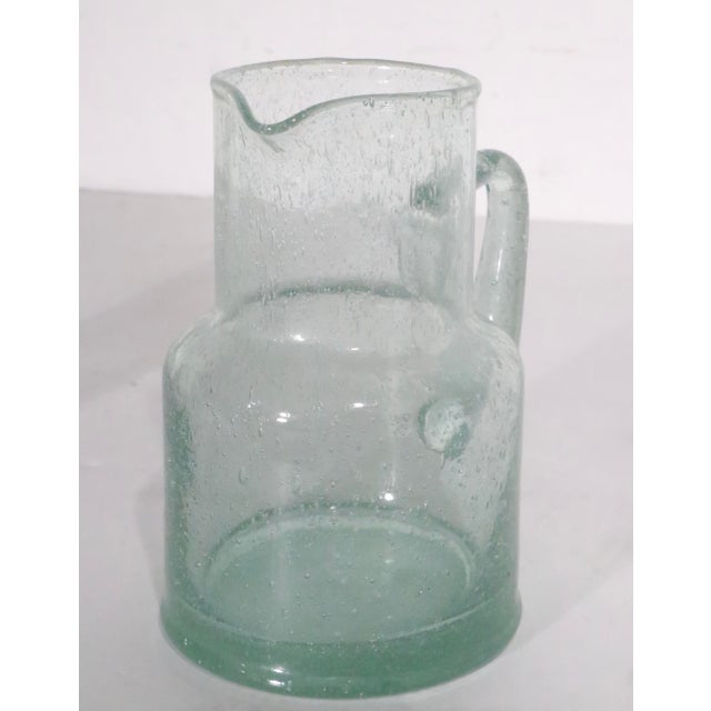 Mid 20th Century Vintage Seed Glass Water Pitcher and Glass For Sale - Image 5 of 6