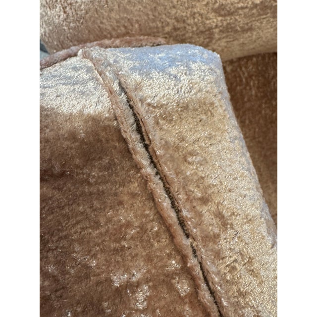 Pair of Vintage Blush Crushed Velvet Swivel Club Chairs For Sale In Greensboro - Image 6 of 8