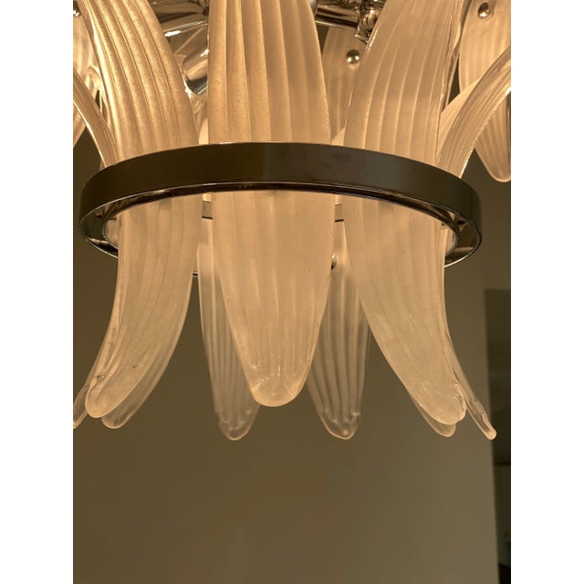 Contemporary Sanded “Palmette” Murano Glass Chandelier For Sale - Image 11 of 13