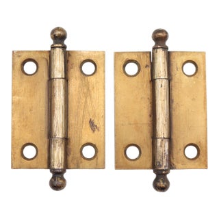 Pair of Stanley 2 X 1.625 In. Brass Plated Steel Cabinet Hinges For Sale