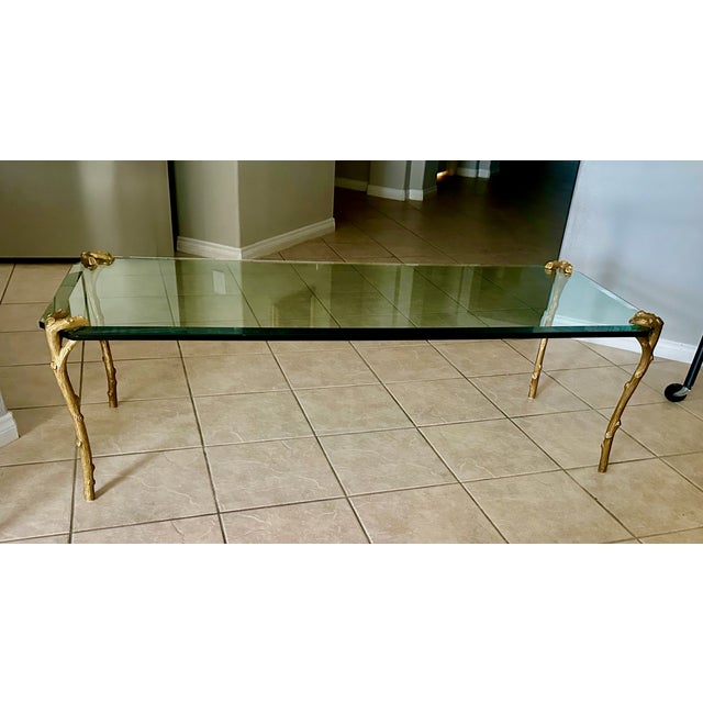P.E. Guerin P.E.Guerin Faux Bois Gilt Bronze Cocktail Table For Sale - Image 4 of 17