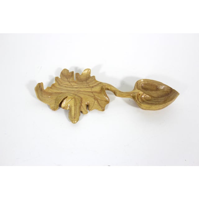 Hand Carved Wood Spoon Folk Art Treen Welsh Love Spoon Leaf For Sale - Image 6 of 7
