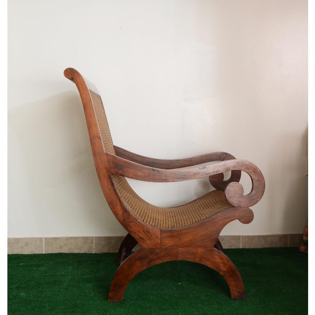 British Colonial Plantation Chair With Wicker Seat Chairish