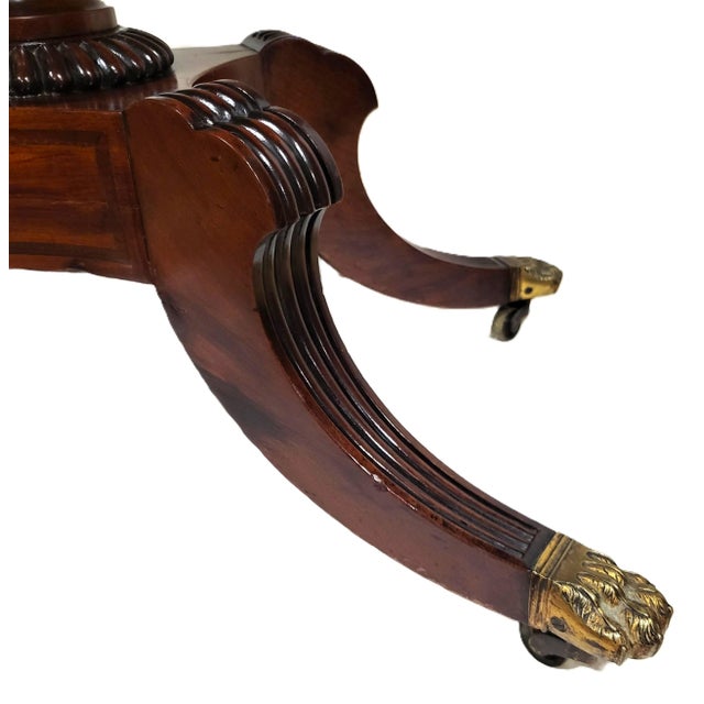 Antique American 19th C Regency Mahogany Flip Top Leather Game Table & Console For Sale - Image 16 of 18