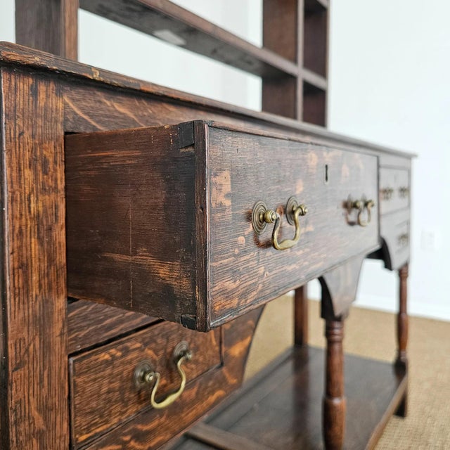 Antique Welsh Oak Dresser Circa 1830 Georgian Plate Rack Farmhouse Cupboard For Sale - Image 13 of 15