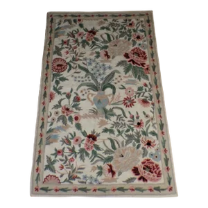 Vintage French Aubusson Style Textile Art Needlepoint Chain Stitch
