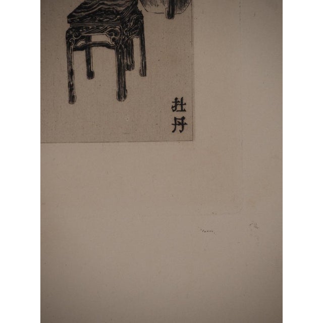 Modern Jules Ferdinand Jacquemart, Japan, The Peony, Original Signed Engraving For Sale - Image 3 of 6