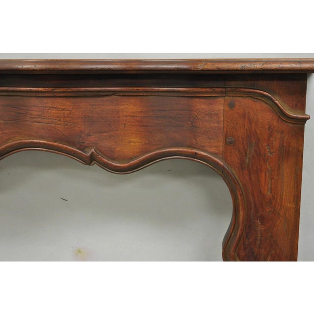 Antique Italian Provincial Carved Serpentine Scalloped Walnut Fireplace Mantel For Sale - Image 9 of 18