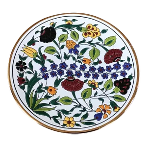 Vintage Greek Hand-Painted Dish With Gold Trim