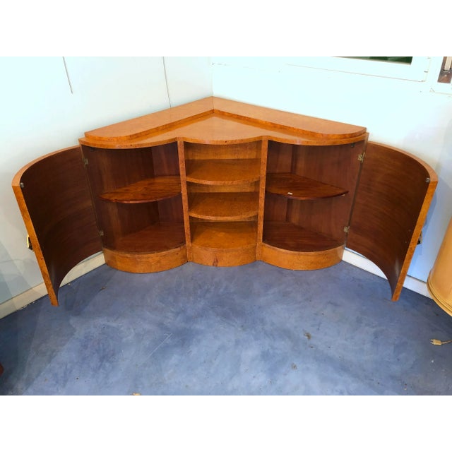 Wood Art Deco French Maple Corner Cupboard, 1940s For Sale - Image 7 of 18