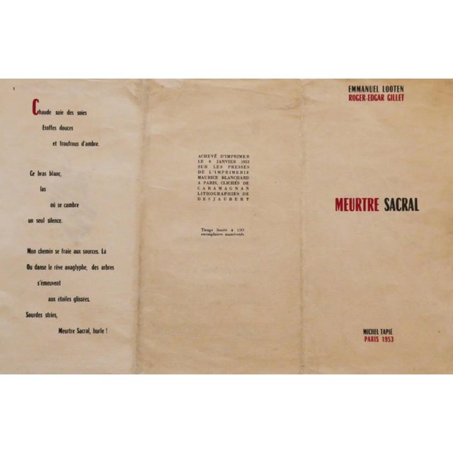 Poetic Compositions is included two pieces of paper of original woodcut with poems realized by Michel Tapié in 1953. From...