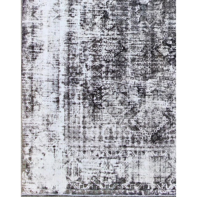 Mid 20th Century Mid 20th Century Vintage Persian Rug With Modern Design in Shades of Gray & Charcoal For Sale - Image 5 of 9