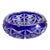 Vintage Cobalt Blue Cut-to-Clear Crystal Ashtray – Geometric Starburst Design – 8" For Sale