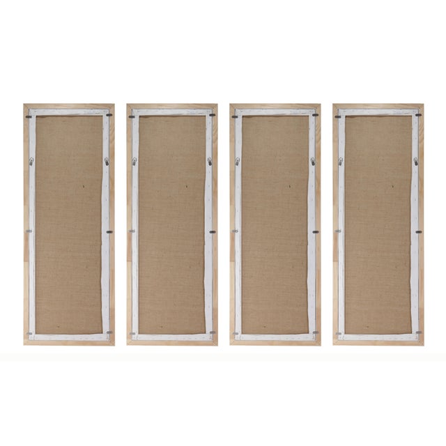 A Set of Vintage-Style Blue-and-White French Chinoiserie Four-Panel Hanging scrolls.Framed. For Sale - Image 14 of 16