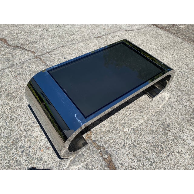 Y2k Elliptical Chrome Waterfall Coffee Table Chairish