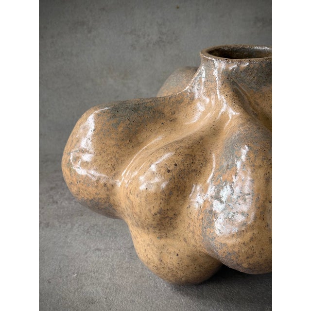 Ceramic Bulbo Jaspe Organic Sculptural Vase in Handmade Ceramic by Pellizco Cerámica For Sale - Image 7 of 9