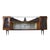 Wood Wooden Sideboard with Brass Tips & Colored Glass and Crystal Top by Consorzio Esposizione Mobili Cantù, 1960s For Sale - Image 7 of 18