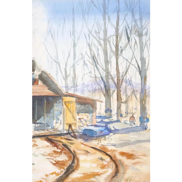 Mid-20th Century Wood Frame Decorative Water Color For Sale - Image 10 of 13