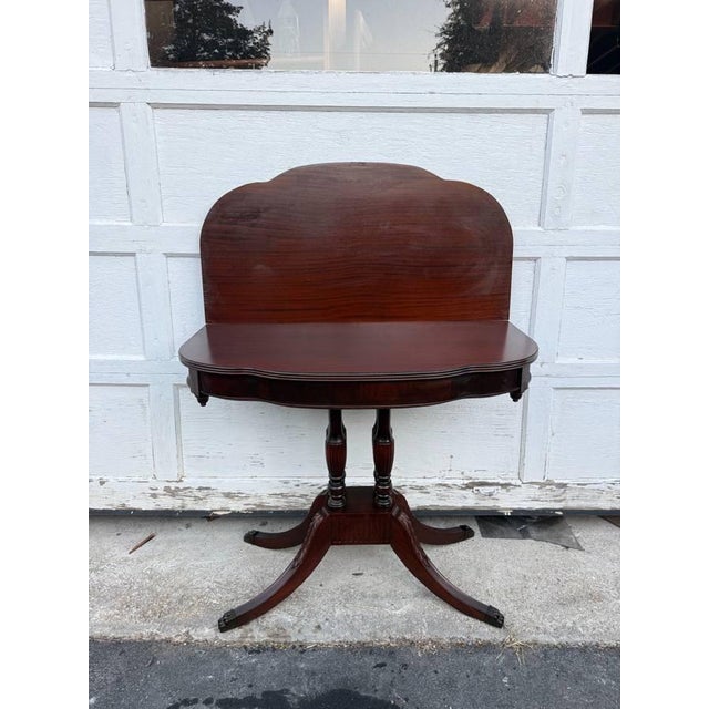 Mid 20th Century Federal Duncan Phyfe Style Mahogany Flip Top Card Game Table by J B Van Mahogany flip-top game table with...
