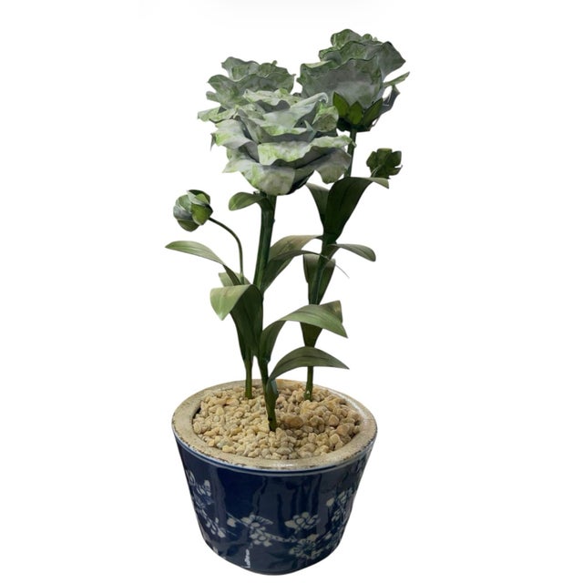 Chinoiserie Vintage Chinoiserie Tôle Peinte Floral Topiary in Chonqing-Style Ceramic Pot For Sale - Image 3 of 12