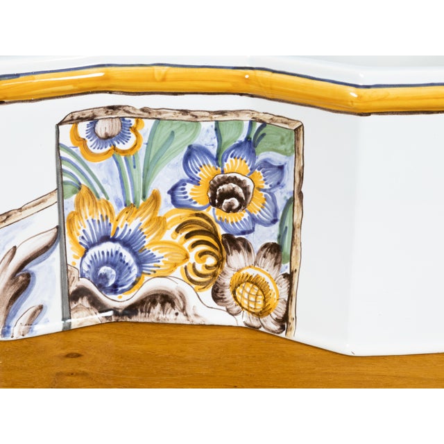 Ceramic Late 20th Century Faïence Tiffany & Co Wine Cooler Hand Painted with Floral Motifs in France For Sale - Image 7 of 11