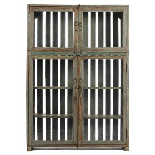 Patinated Wood Showcase For Sale