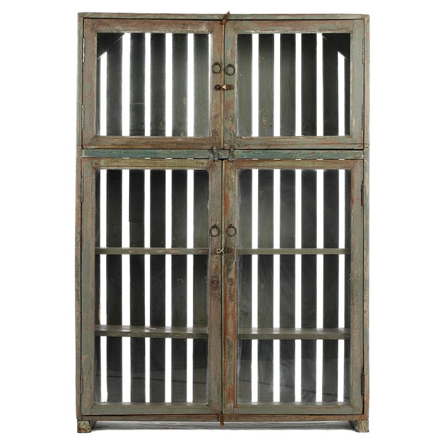 Patinated Wood Showcase For Sale