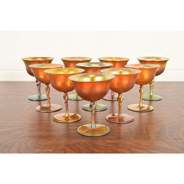 Early 20th Century Steuben Aurene Iridescent Art Glass Goblet For Sale - Image 9 of 10