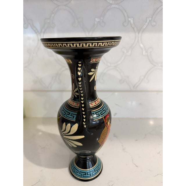 Made in Greece. Hand Painted 2 Handled Vase. 11 Inches Tall For Sale In Greenville, SC - Image 6 of 6