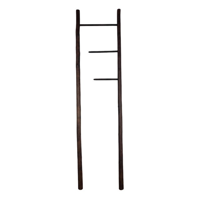 Vintage Italian Rustic Wooden Ladder Stair Step, 1980s For Sale