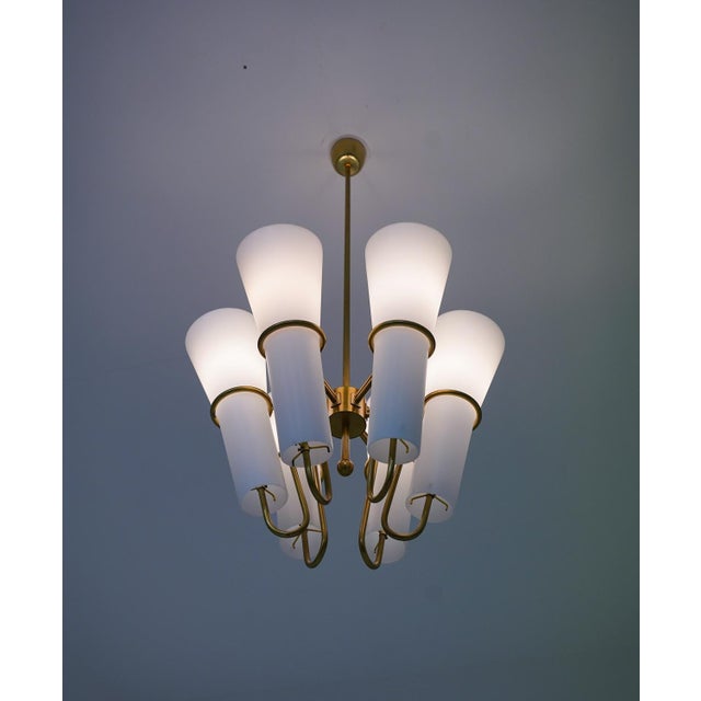 Ceiling Light in Brass and Opaline Glass attributed to Hans-Agne Jakobsson, 1950s For Sale - Image 12 of 15