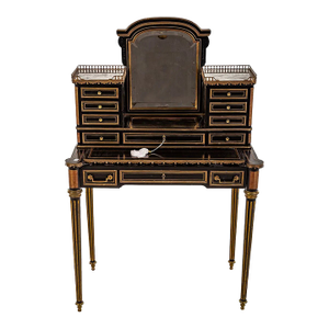 Mid 20th Century Maison Jansen Ebonized French Writing Desk With Mirror