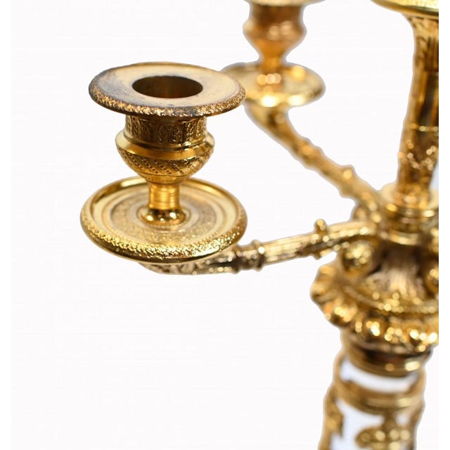 Empire Egyptian Revival French Gilt Rock Crystal Candleholders, Set of 2 For Sale - Image 6 of 13