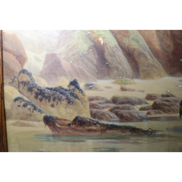 Up for sale is a high quality antique original 19th century William Edwards Croxford seascape coast gouache painting. It's...