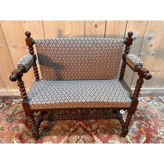 Small Louis XiII Style Mahogany Kitchen Bench For Sale - Image 4 of 9