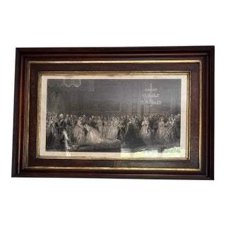 Mid 19th Century Rare Victorian Engraving of Queen Anne’s Drawing Room at St. James’s Palace, London, 1869 and Companion Frame of Attendance For Sale
