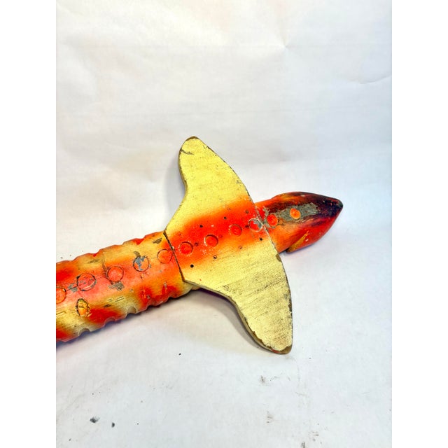 Large Vintage Folk Art Fish Decoy - Hand Carved “Tiger” Muskie For Sale - Image 4 of 5